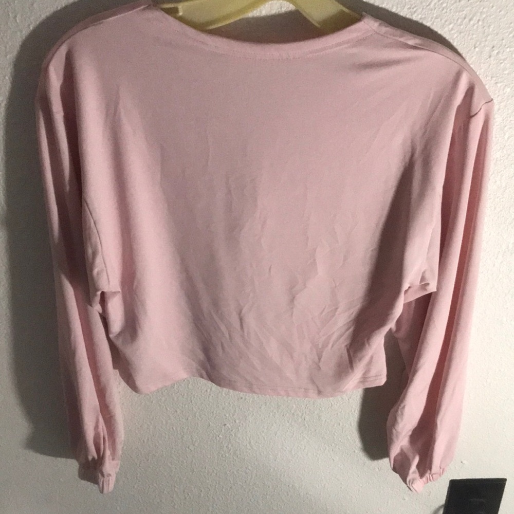 Pink Cropped Relaxed Sweatshirt with Full Sleeves